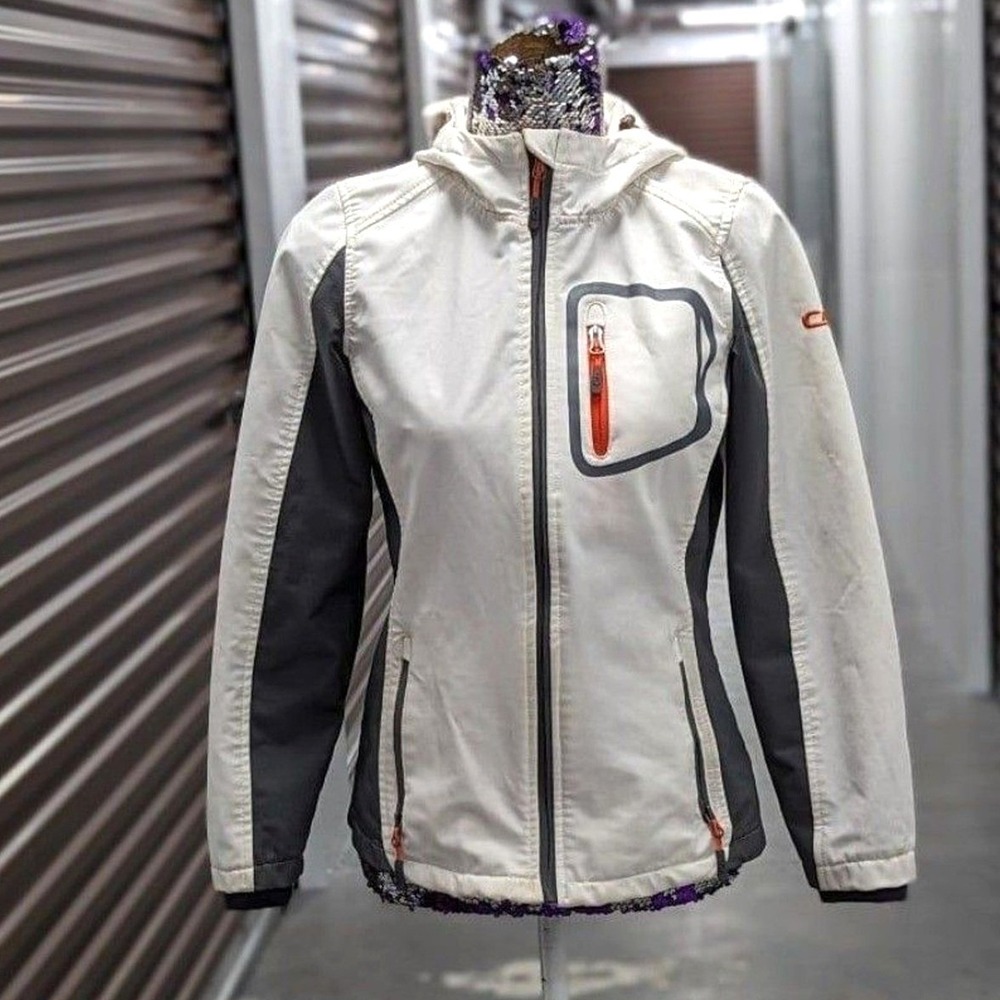 Gorpcore CB Sports Women's Medium White & Orange Water Repellent Coat Jacket